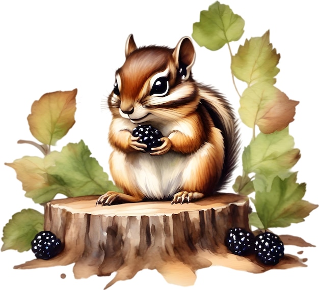 Watercolor painting of a cute chipmunk