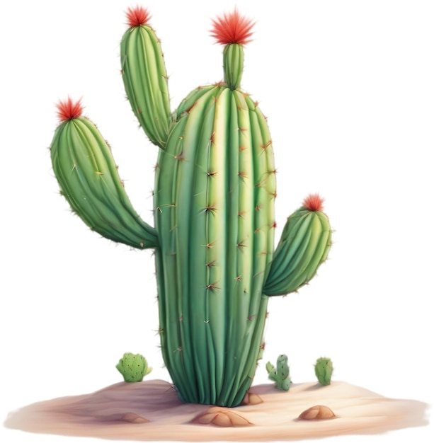 PSD watercolor painting of a cute desert cactus