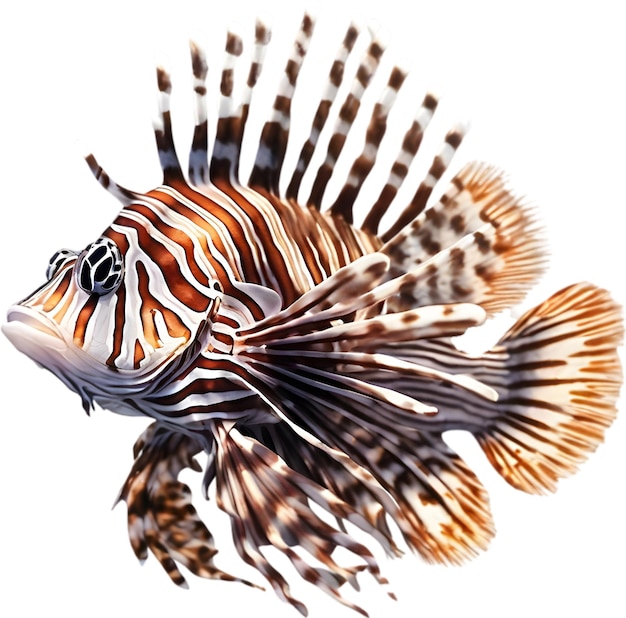 PSD watercolor painting of a cute lionfish pterois