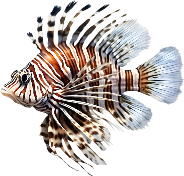 PSD watercolor painting of a cute lionfish pterois