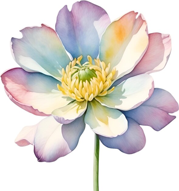 PSD watercolor painting of a cute pastel flower