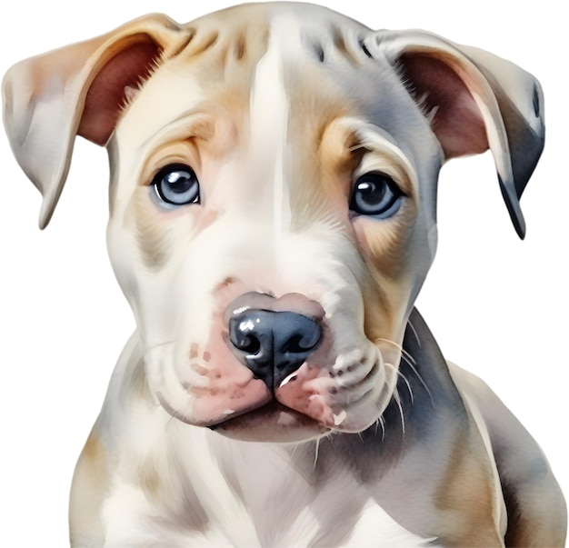 PSD watercolor painting of a cute pitbull