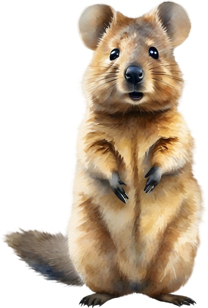 PSD watercolor painting of a cute quokka