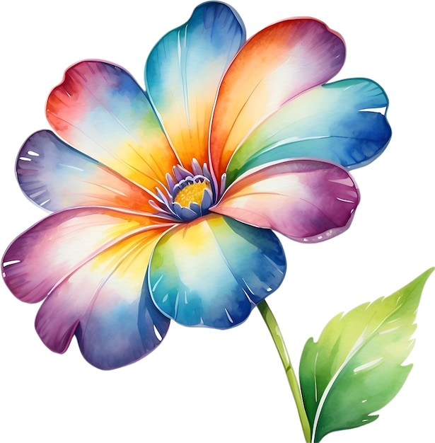 PSD watercolor painting of a cute rainbow flower