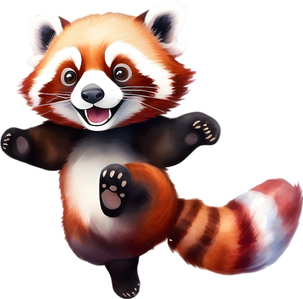 PSD watercolor painting of a cute red panda