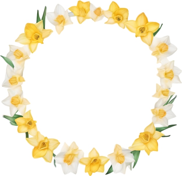 PSD watercolor painting of daffodil floral frame