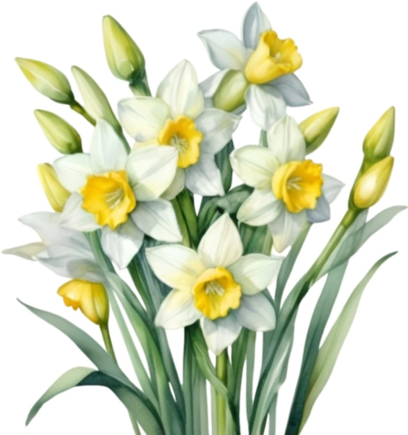 PSD watercolor painting of a daffodil flower