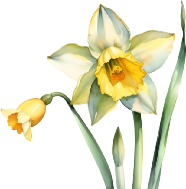 PSD watercolor painting of a daffodil flower