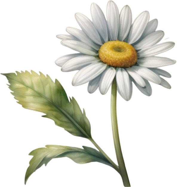 PSD watercolor painting of a daisy flower