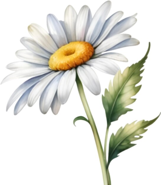 PSD watercolor painting of a daisy flower