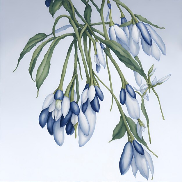 PSD watercolor painting of delicate snowdrops