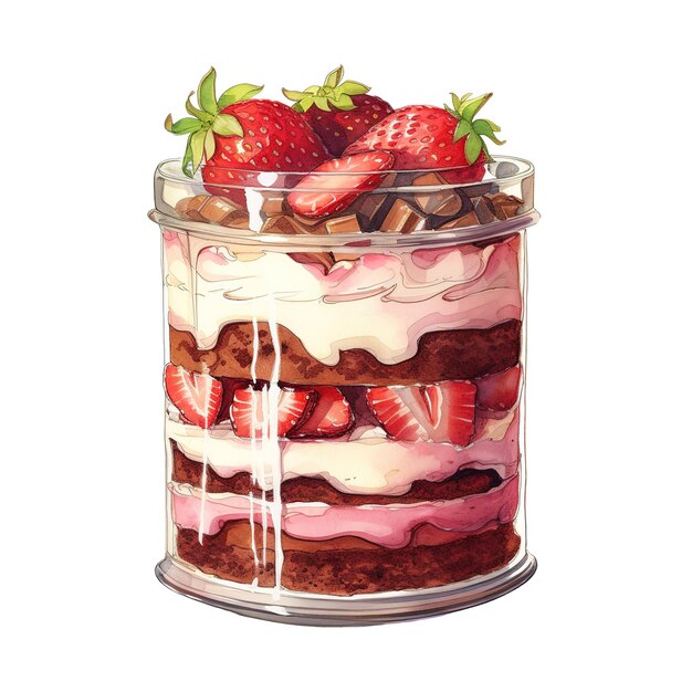 PSD watercolor painting of a dessert in a jar ai generated image