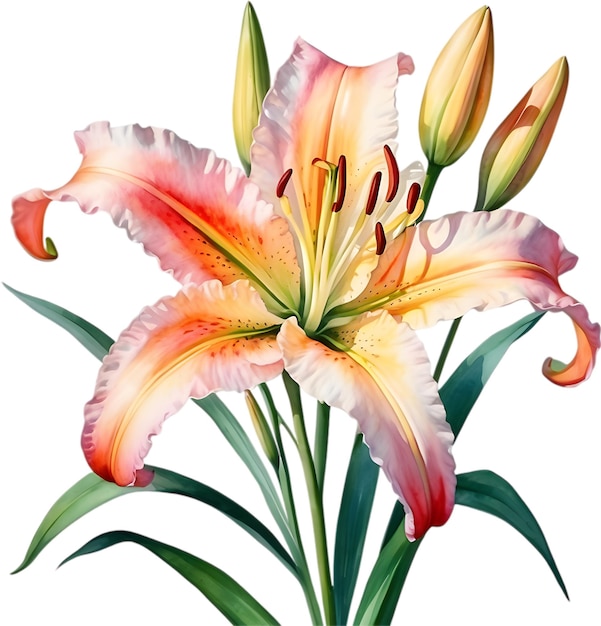 PSD watercolor painting of ditch lily flower