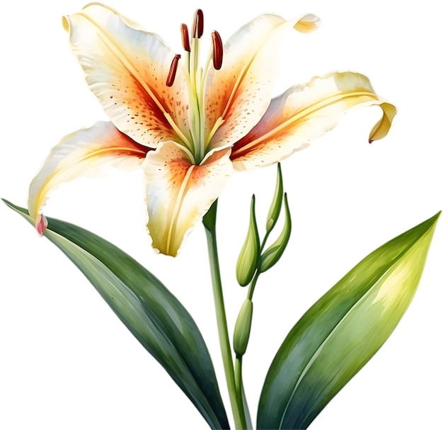 PSD watercolor painting of ditch lily flower