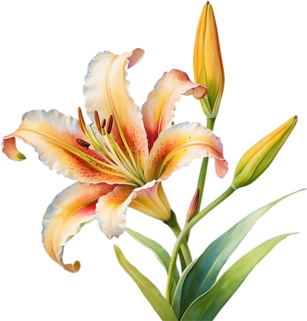 PSD watercolor painting of ditch lily flower