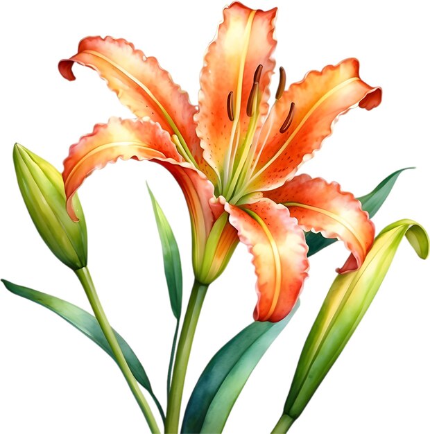 Watercolor painting of ditch lily flower