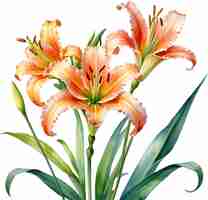 PSD watercolor painting of ditch lily flower