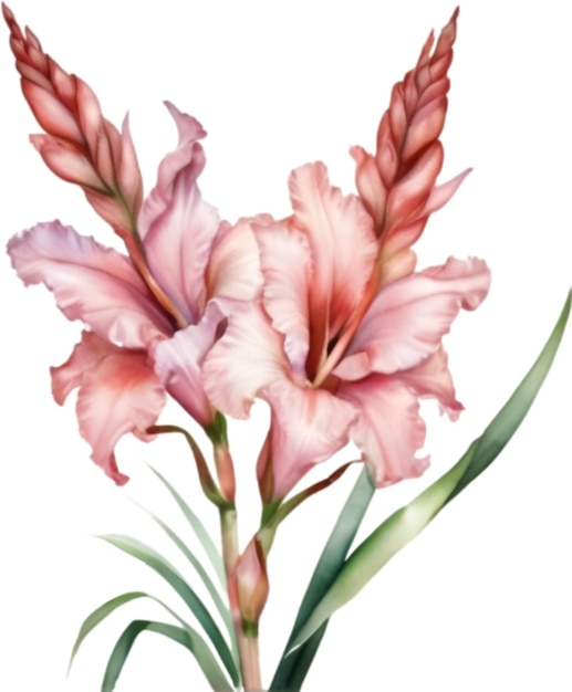 PSD watercolor painting of a gladiolus flower