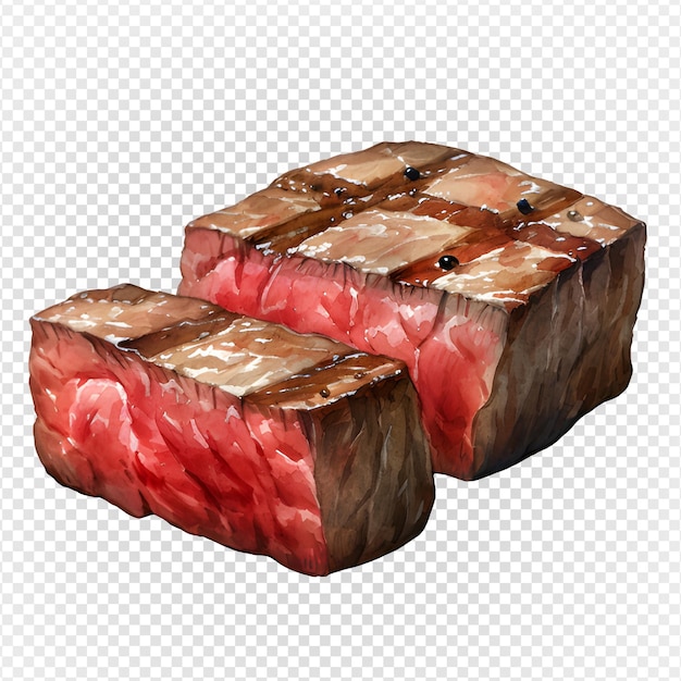 Watercolor painting illustration of beef isolated on transparent background generative ai