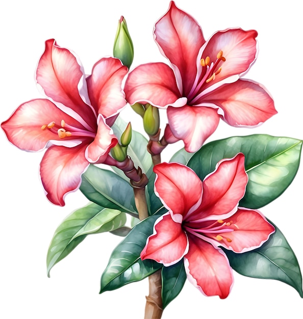 PSD watercolor painting of impala lily flower