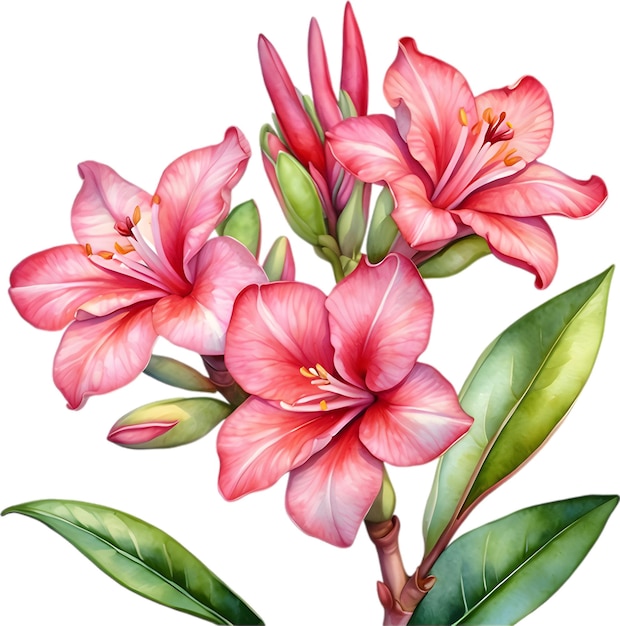 PSD watercolor painting of impala lily flower