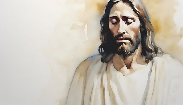 PSD watercolor painting of jesus christ in an impressionist style