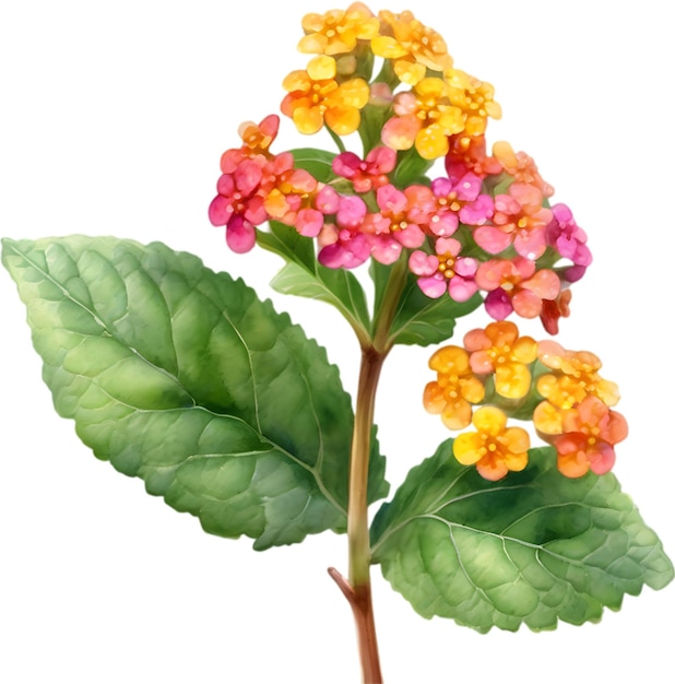 PSD watercolor painting of a lantana flower