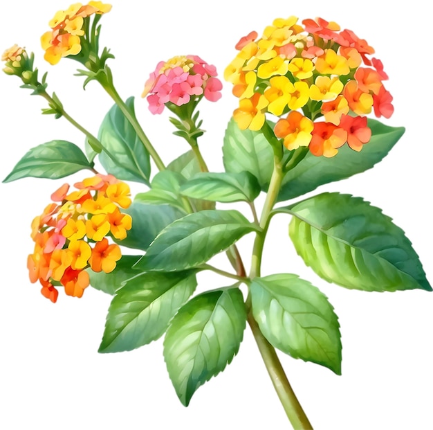 PSD watercolor painting of a lantana flower