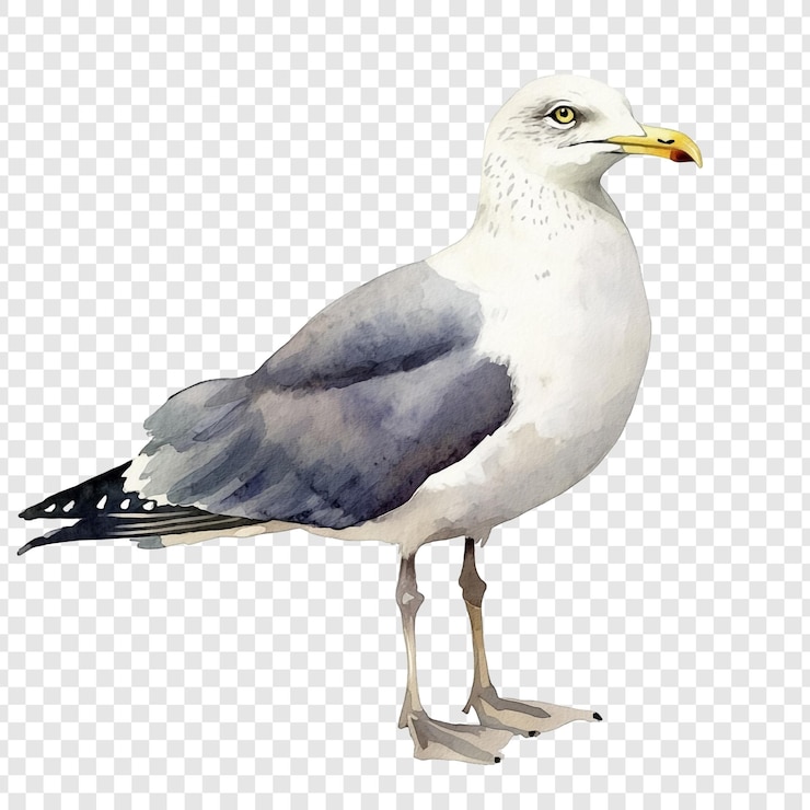 PSD a watercolor painting of a majestic seagull