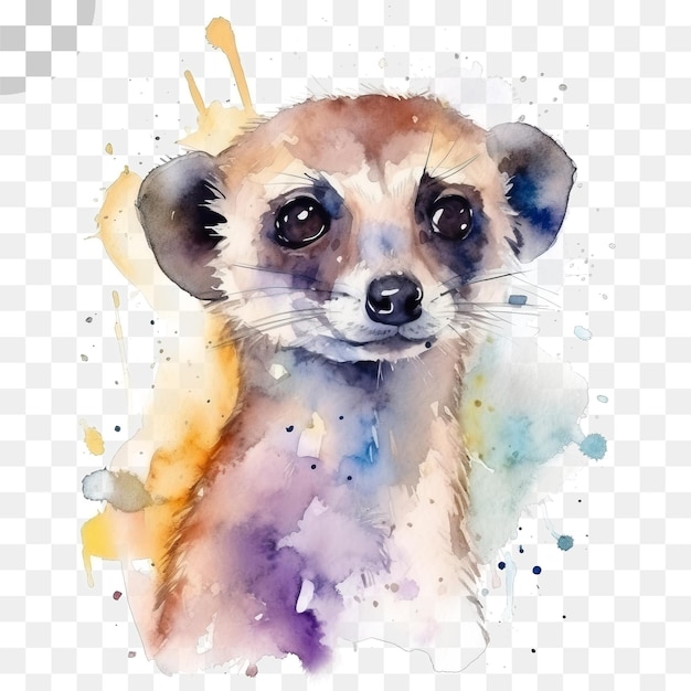 A watercolor painting of a meerkat, hd png download