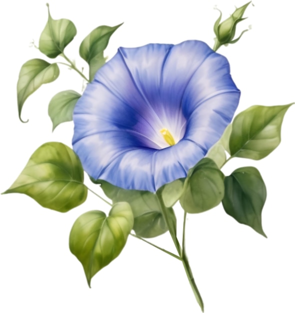 PSD watercolor painting of a morning glory flower