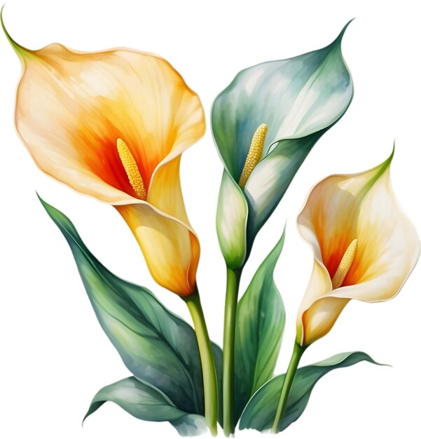 PSD watercolor painting of a calla lily flower