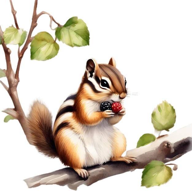 PSD watercolor painting of a cute chipmunk