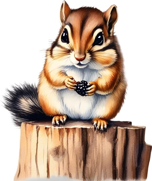 PSD watercolor painting of a cute chipmunk