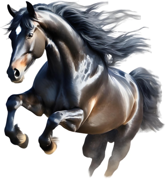 PSD watercolor painting of a cute friesian horse