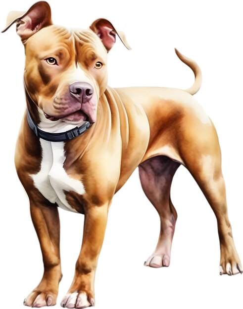 PSD watercolor painting of a cute pitbull