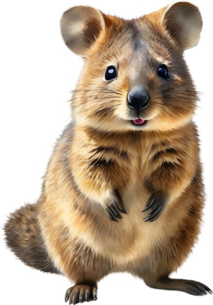 PSD watercolor painting of a cute quokka