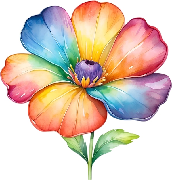 PSD 可愛い虹の花の水彩画