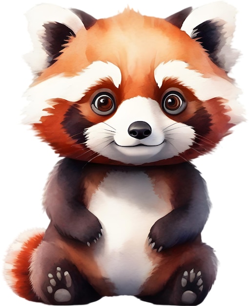 PSD watercolor painting of a cute red panda