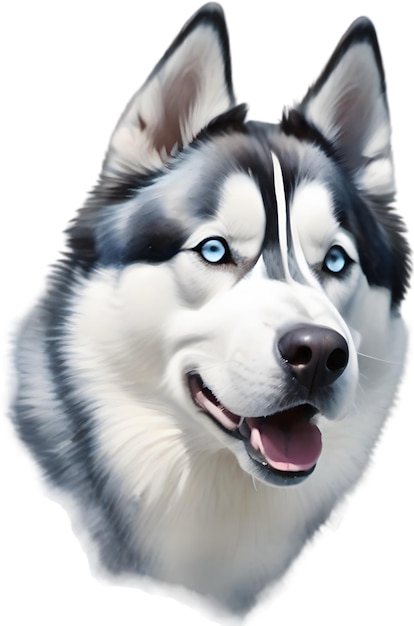 PSD watercolor painting of a cute siberian husky dog