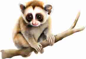 PSD watercolor painting of a cute slow loris