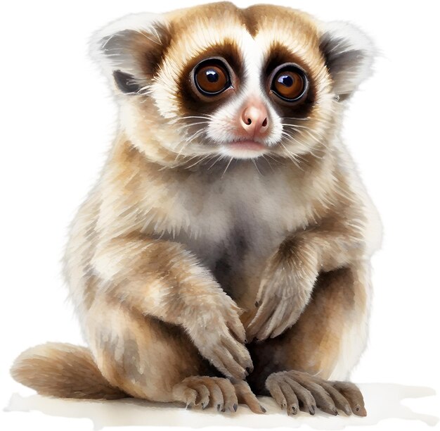 PSD watercolor painting of a cute slow loris