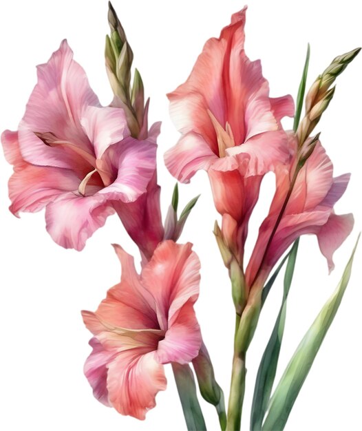 PSD watercolor painting of a gladiolus flower