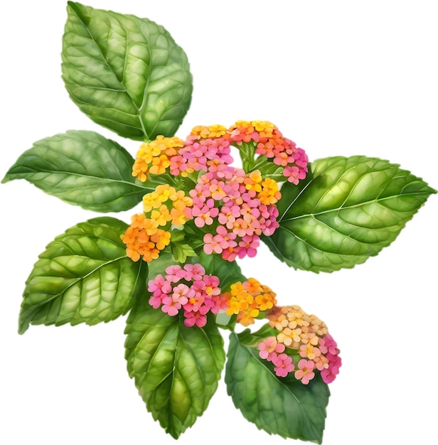 PSD watercolor painting of a lantana flower