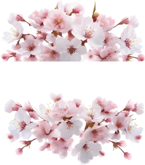 PSD Акварельная картина цветущей вишни цветочная рамка