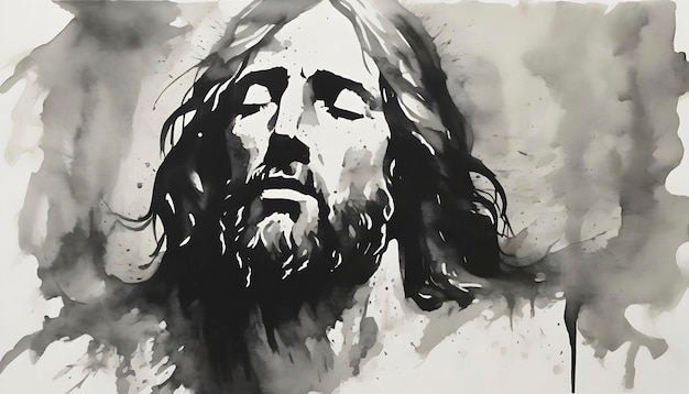 PSD イエス・キリストを印象派のスタイルで描いた水彩画
