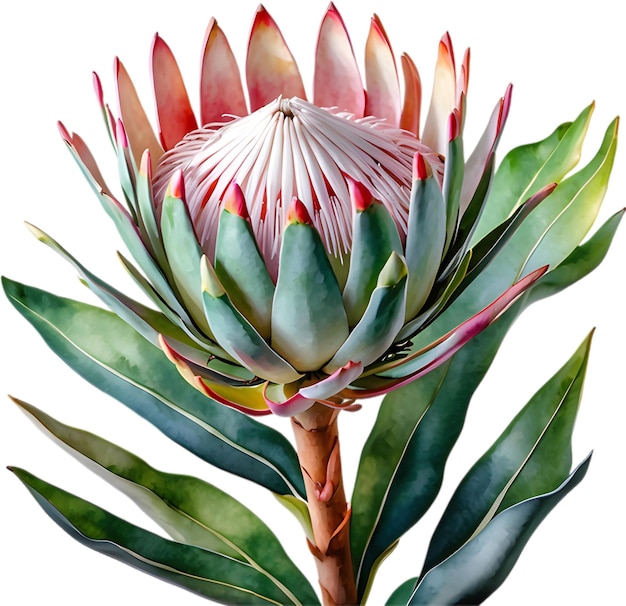 PSD watercolor painting of king protea flower