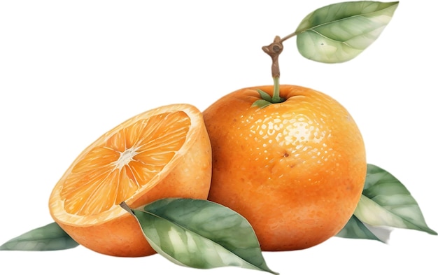 PSD watercolor painting of orange fruit