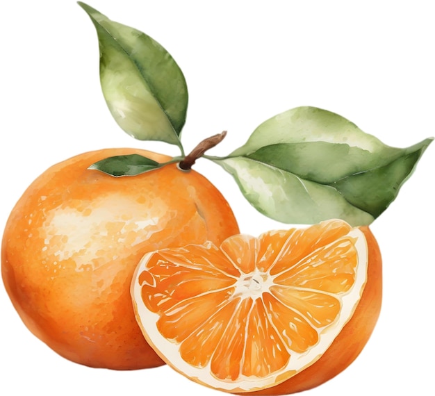 PSD watercolor painting of orange fruit