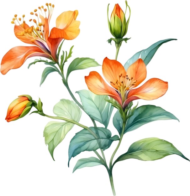 PSD watercolor painting of palash flower